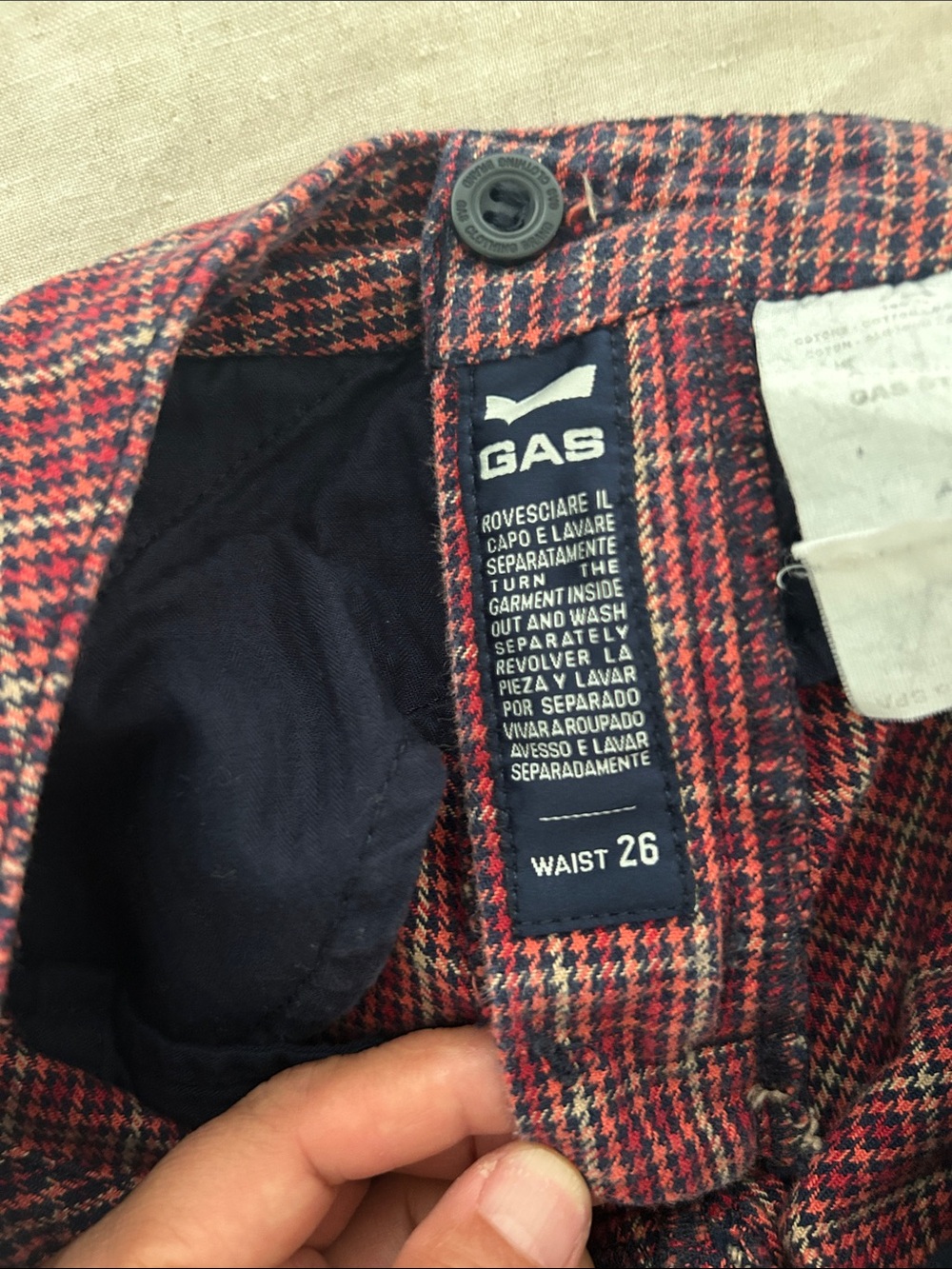 GAS Collection Plaid Capri Pants Waist 26 Low Rise Buckle Hem Y2K - Picture 4 of 16